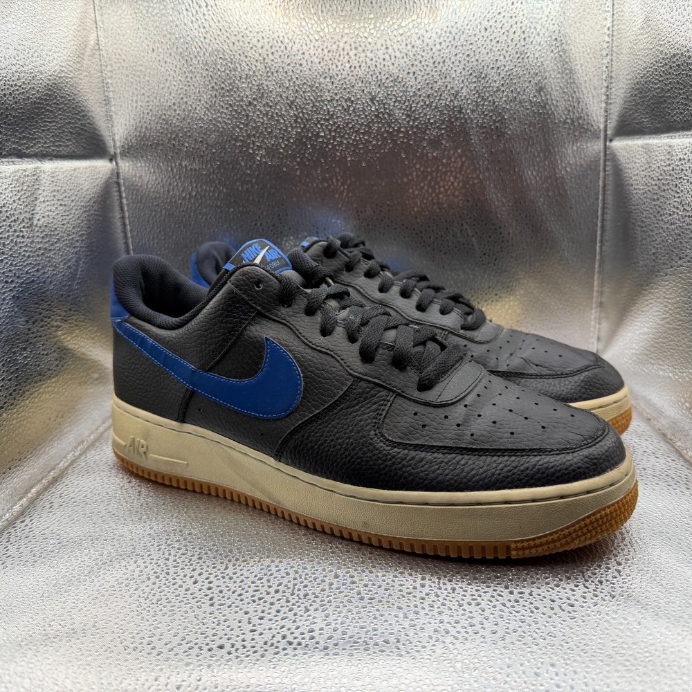 Size 12 Nike Air Force 1 Low Black Game Royal Gum Mens Sneaker Shoes CI0057-001